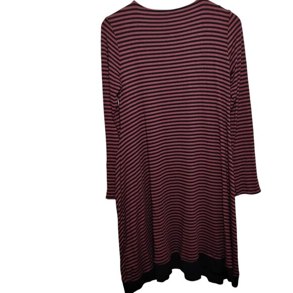 Lisa Bayne Burgundy and Black Striped Midi Dress, Small - Picture 2 of 6